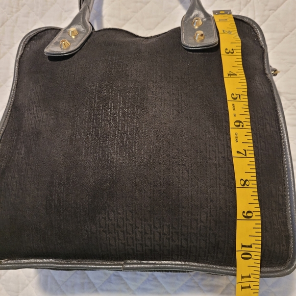 Vintage Meyers Made in USA Black With  Dark Grey Leather Top Handle  Hand Purse - Picture 9 of 11
